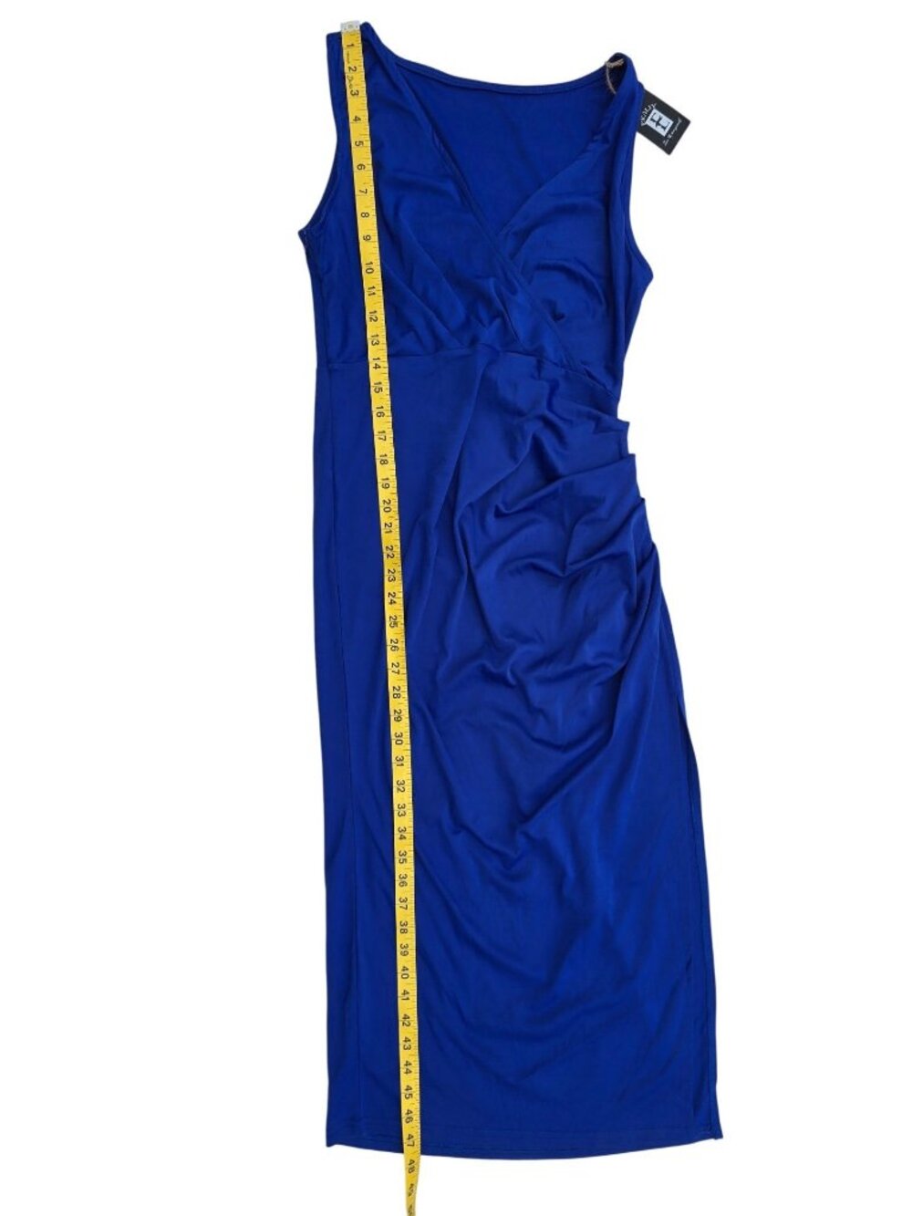 Ekaliy Women Sleeveless Wrap Dress Royal Blue Size L Polyester Blend Stylish Fit - Picture 9 of 11